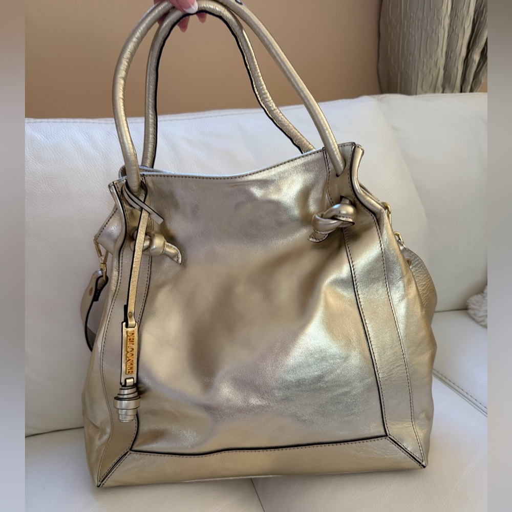 Delconte gold Italian tote bag metallic leather from Italy